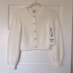 Sunday Best - Aritzia - Carmen cardigan in white. Size S. Brand New w Tags!!